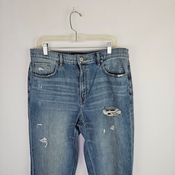 Express High Rise Straight Ankle Jeans Siz10 Light Wash Distressed Stretch Denim - Picture 3 of 13